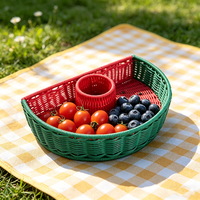 Panier à fruits en rotin de style bohème en forme de pastèque pour Pâques, assiette à collation tressée à la main pour table basse et salon