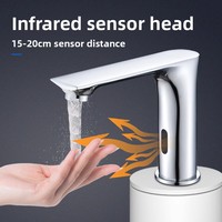 Robinet de lavabo intelligent entièrement automatique à capteur infrarouge, en alliage de cuivre, eau froide/chaude, luxe moderne et minimaliste