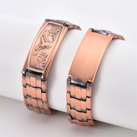 Gelang Magnet Terapi Kesehatan Energi Dua Baris Elang Tembaga Murni 99,99% Berkualitas Tinggi Retro Mewah untuk Hadiah Pria