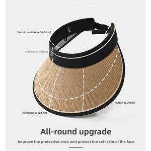 Sombrero de sol pequeño enrollable portátil versátil para mujer, deportes al aire libre, visera de protección UV de verano, viseras de paja personalizadas - Product Image 3