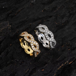Unisex Punk 8-Form Messing CZ Pavé Cluster Ringe mit Eingelegtem Vergoldetem Zirkon Bling Bling CNAS-Zertifizierter Schmuck für Geschenke - Product Image 4
