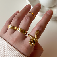 Ensemble de bagues de phalange punk en métal serpent avec chaîne géométrique pour femme, style rétro minimaliste, perles irrégulières, bagues fines pour les doigts, cadeau de fête