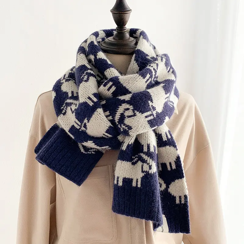 도매 패션 따뜻한 겨울 여자 스카프 숄 인쇄 히잡 목 각반 동물 캐시미어 스카프