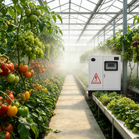 Refroidissement et humidification pour serres de fruits et légumes, pépinières, micro-brumisation pour la suppression de la poussière
