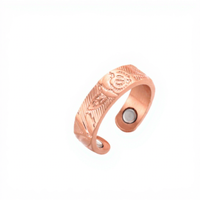 Set Cincin Gelang Magnetik Tembaga Murni Vintage Ukiran Daun Tembaga Mawar Gelang Manset Terapi Magnet Perhiasan Pria Wanita Grosir