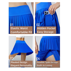 Dames volwassenen dubbel-laag geplooide nylon/kasjmier skort nep tweedelig met zak ademend pickleball tennisrok anti-afwijdering - Product Image 4