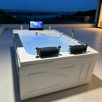 Baignoire Spa Autoportante de Luxe en Acrylique de 72 Pouces avec Jets de Massage à Bulles d'Air et Télévision pour Adultes