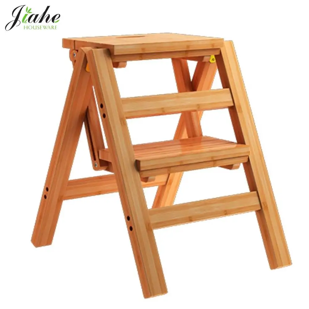 Holz Bambus Folding Schritte Stairway Leitern 2 Schritte Hocker Mode Bambus Klappstuhl