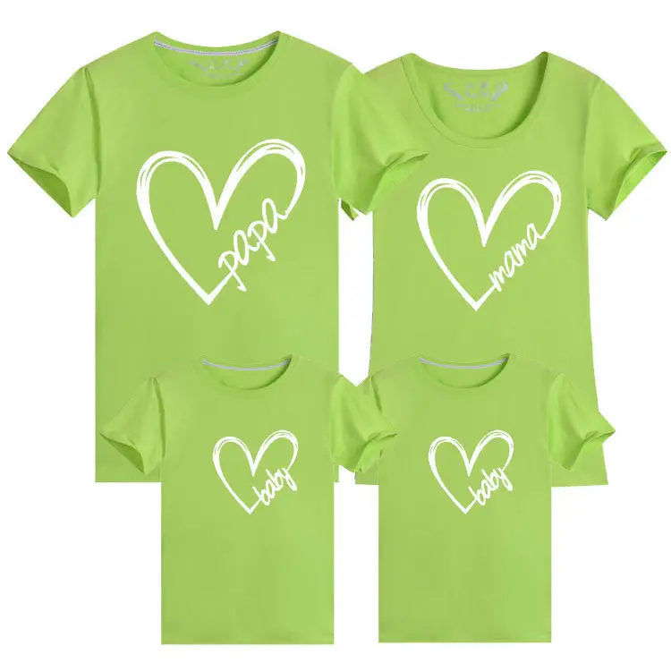 Kaus Pasangan Keluarga Kustom Grosir Kaus Katun Solid Pakaian Ibu dan Bayi Kaus Anak Perempuan Ibu Yang Serasi