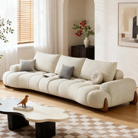 Canapés Nuages Doux de Designer Uniques, Canapé de Salon Moderne en Tissu Dernière Génération avec Pieds en Bois, Vente Chaude, Canapés Blanc Crème pour la Maison