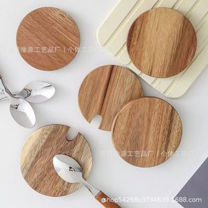 Round Beechwood Mug Lid Wide Mouth Solid Wood Dustproof <b>Teacup</b> Lid With Hole For Drinkware Accessories - Product Image 5