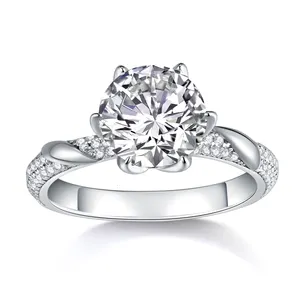 Jewelry Wholesale 925 Silver Ring VVS Diamond Mens and womens Wedding With 3carat Moissanite