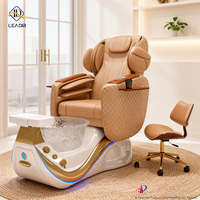 Fauteuil de pédicure électrique de luxe pour salon de beauté, avec spa pour les pieds à remous sans tuyauterie, inclinable et réglable, pour massage et bain.
