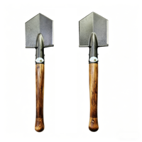 Pelle de survie tactique militaire multifonctionnelle portable avec manche en bois droit pour camping et randonnée