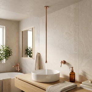 Colonna Lavabo a Sospensione WEIHAO Moderna in Ottone, Montaggio a Parete, 2 Fori, Alimentazione Acqua Calda e Fredda, Tubo Dritto, Montaggio a Soffitto - Product Image 1