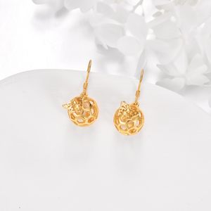 Pendientes de gancho de gota de bola de abejorro de abeja de <span class=keywords><strong>miel</strong></span> chapados en oro de Plata de Ley 925 para mujer - Product Image 4