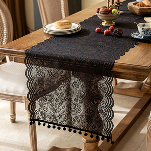 Chemin de table en dentelle tissée blanche, nappe rectangulaire décorative pour Noël, mariage, anniversaire, banquet à domicile - Product Image 1