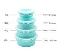 Lushazokpo — ensemble de 4 bols de rangement ronds en Silicone, avec couvercles, conteneurs à Lunch pliables en Silicone pour le Camping/voyage