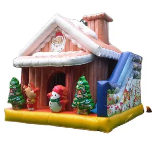 Commercial inflatable christmas bouncer, inflatable santa house inflatable castle