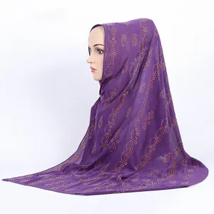 Alta Qualidade Bolha Pérola Chiffon do Xaile do Lenço Muçulmano Hijab Envoltório Principal Headband Cor Sólida Plain Tecido Pesado