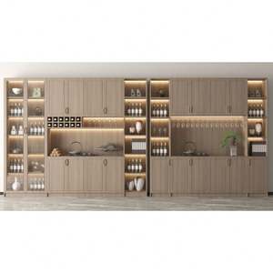 Mueble de Madera y Vidrio de 5 Niveles para Vino, Mueble de Bar de 2 Secciones con Almacenamiento para Vino, Aparador Alto - Product Image 5