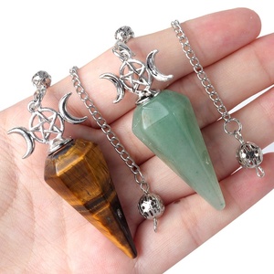 Pendolo per Meditazione Ipnosi, Piramide Esagonale Trifasica per Guarigione <span class=keywords><strong>Lunare</strong></span>, <span class=keywords><strong>Pietra</strong></span> Naturale di Cristallo Feng Shui - Product Image 4
