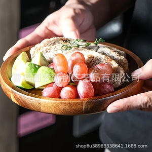 Cross-border wooden round fruit <b>tray</b>, simple kitchen decoration wooden <b>tray</b>, cake, cheese, <b>tea</b> <b>tray</b>, solid wood dessert <b>tray</b> - Product Image 1