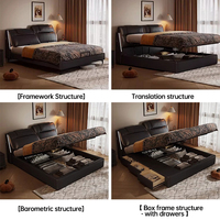 Smart Bett rahmen King Size Möbel Schlafzimmer Luxus multifunktion ale Aufbewahrung sbett Leder schwarz mit verstellbarem Bettkopf