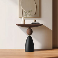 Console d'entrée semi-circulaire minimaliste de style italien en bois massif haut de gamme, meuble de salon, rangement artistique pour salle à manger