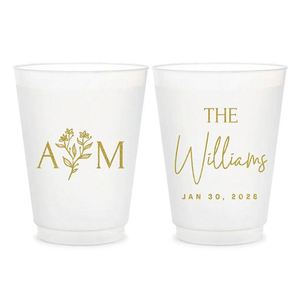Vasos de Plástico Esmerilado Impermeables para Recepción de Bodas, Ecológicos, Reutilizables, Decoración para Fiestas, Recuerdos de Boda Personalizados de Estilo Romántico - Product Image 1