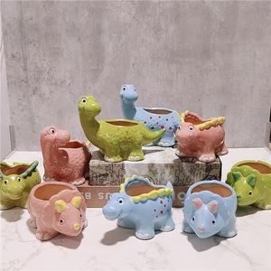 Vente chaude en céramique dinosaure plante succulente <span class=keywords><strong>Pot</strong></span> <span class=keywords><strong>décoration</strong></span> <span class=keywords><strong>maternelle</strong></span> - Product Image 1