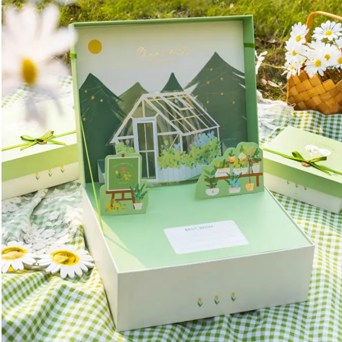 Papier carton imprimé personnalisé pour anniversaire, emballage Surprise créatif, carte de vœux, boîte cadeau Pop-Up 3d
