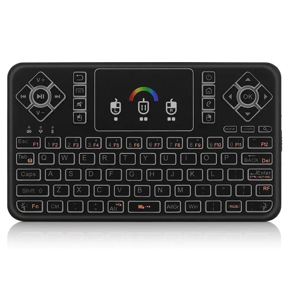 Excel Digital Q9 Color Backlit Full QWERTY Keyboard 2.4G WirelessとBT Air Mouseスマートテレビ