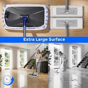 Serpillère plate en microfibre CF Extended Wet Dry Large 5 <span class=keywords><strong>avec</strong></span> poignée télescopique et 5 tampons réutilisables pour le nettoyage des sols, livrée <span class=keywords><strong>avec</strong></span> 1 raclette de nettoyage - Product Image 2