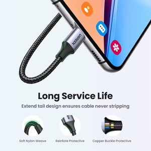 Cable USB C UGREEN 3A, Transferencia de Datos de 5 Gbps, Cable Tipo C de Carga Rápida, Cable de Datos Trenzado de Nailon para Android, iPhone 15, Samsung - Product Image 4