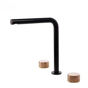 Grifo mezclador de caída de agua de baño cromado negro de diseño moderno, <span class=keywords><strong>grifos</strong></span> de lavabo ocultos termostáticos de dos funciones - Product Image 1