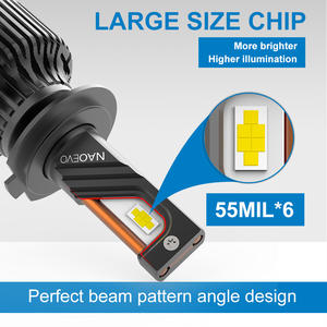 NAOEVO H4 110w Auto lámpara 9006 vehículo faro 9005 bombilla 360 12v H11 6500k 4500k H7 coche faro Led 60w - Product Image 3