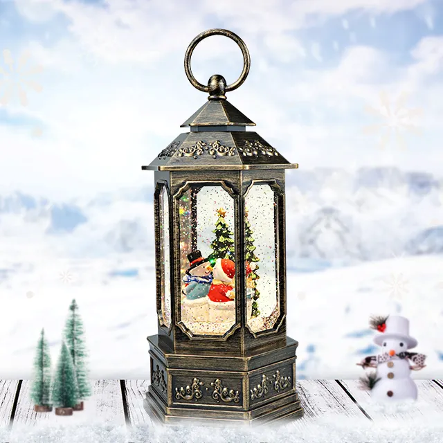 New Arrival Led Gift Lantern House Decoration Gift Decor Cute Snowman Christmas Spinning Water Lantern