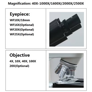 Microscope biologique optique binoculaire et trinoculaire Boshida BD-SW1000 Série 40X-2000X avec objectif à immersion dans l'huile 100X - Product Image 4