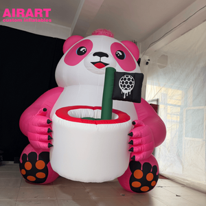 Mascotte géante gonflable en PVC rose de 3 m en forme de panda pour la décoration de fête, ballon panda personnalisé pour les accessoires de scène - Product Image 2