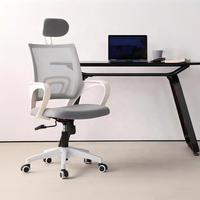 Fauteuil de bureau exécutif ergonomique moderne en tissu maillé intégral, inclinable avec appui-tête fixe et fonction pivotante pour bureau à domicile et salon