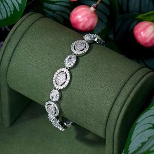 HIBRIDE, pulsera de moda redonda bonita, Color blanco romántico, Zirconia AAA cúbica, accesorios de joyería de boda para novia, 2017 - Product Image 1