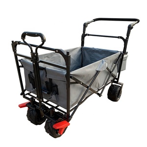 Carrello da Spiaggia in Metallo di Alta Qualità con Ruote Grandi, Carrello Pieghevole <span class=keywords><strong>a</strong></span> Quattro Ruote con Tettuccio, Struttura Personalizzabile OEM - Product Image 3