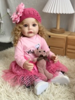 Nueva Muñeca Reborn de 55 CM de Silicona de Cuerpo Completo Niña Pequeña Tutti, Realista Hecha a Mano con Piel 3D y Múltiples Capas de Pintura