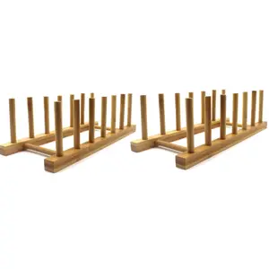 Rack de armazenamento para prato de cozinha, rack de secagem multifuncional com visor de bambu para cozinha