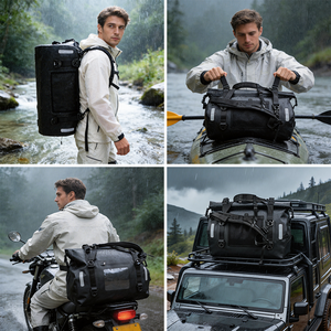 <span class=keywords><strong>Sac</strong></span> à dos imperméable robuste avec bandes réfléchissantes pour moto, kayak, camping, randonnée, plage, pêche - Product Image 4