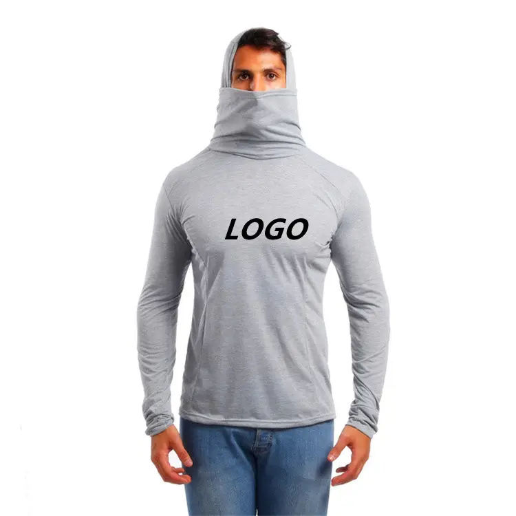 LH Custom Men's Casual Sportswear Hooded Long Sleeve T-Shirt With Maskes Design Oversized T Shirt Sports Top Men's Shirts Casual
