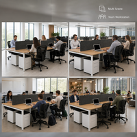 Système de bureau modulaire pour 4 personnes, poste de travail en équipe