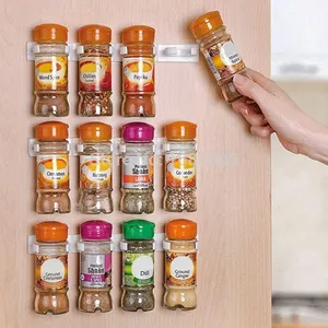 Kitchen Spice Rack Wall Mount Bottle Mouth Clip Storage Rack Save Space Spices Jar Storage Rack Spice Organizer