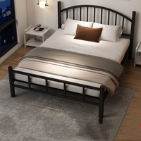 Lit en Fer Moderne Simple pour Maison, Lit Double 1,8 m, Lit Simple Économique 1,5 m pour Dortoir ou Chambre de Location